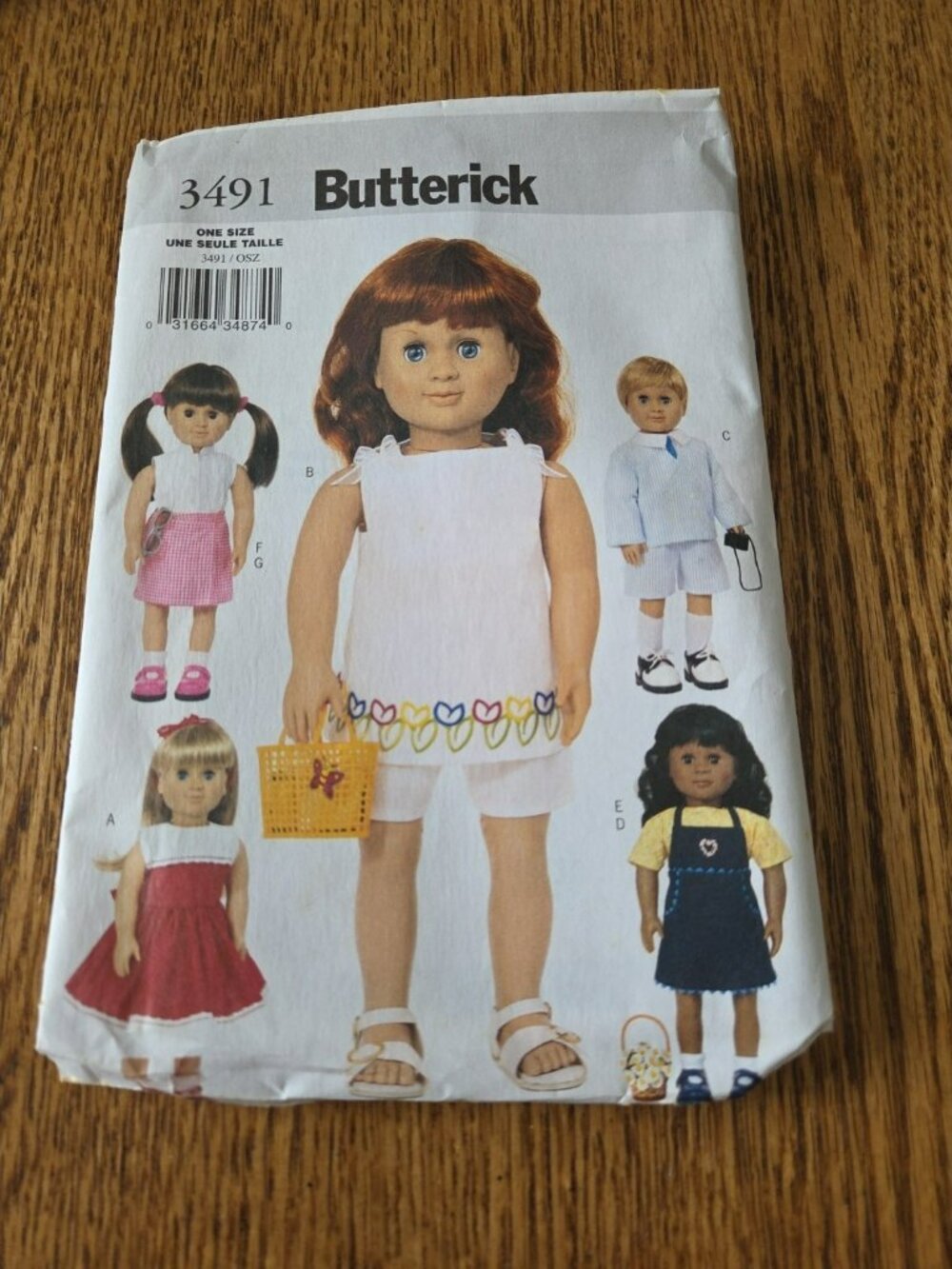 NEW Uncut Butterick 18" Doll Clothing Sewing Pattern 3491 One Size